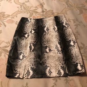 Snake Print Leather Mini Skirt